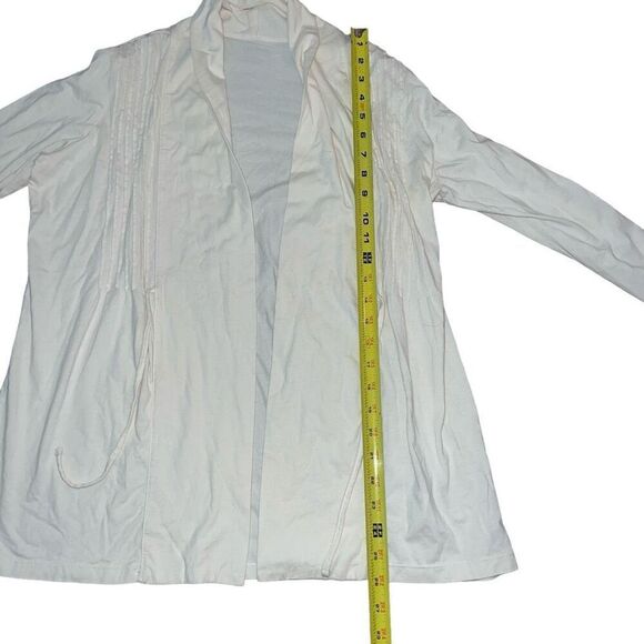 L.L BEAN Cream Drawstring Long Sleeve Cardigan Size M - Picture 7 of 8